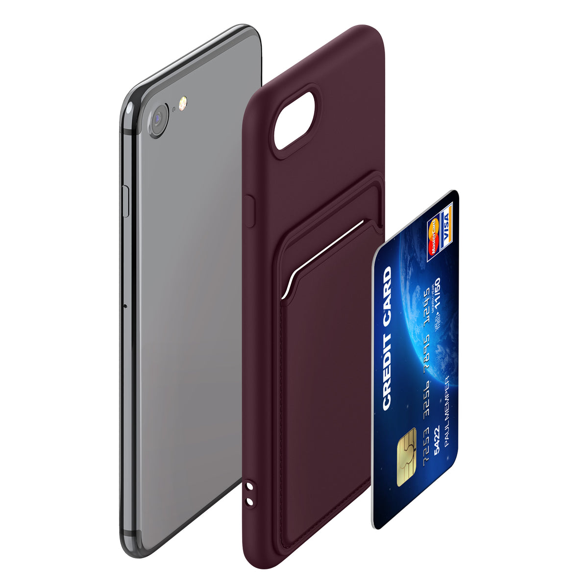 kwmobile Phone Case Compatible with Apple iPhone SE (2022) / iPhone SE (2020) / iPhone 8 / iPhone 7 Case - Phone Cover with Card Slot