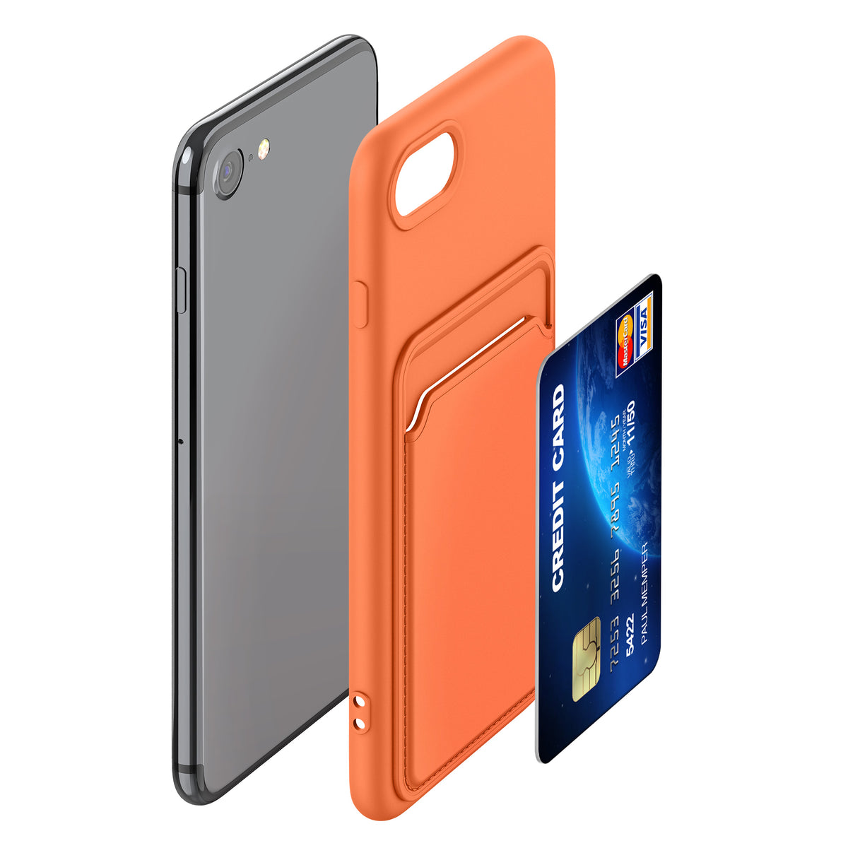 kwmobile Phone Case Compatible with Apple iPhone SE (2022) / iPhone SE (2020) / iPhone 8 / iPhone 7 Case - Phone Cover with Card Slot