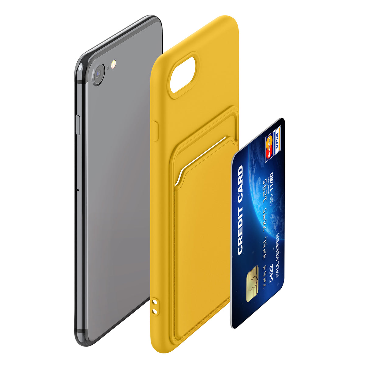 kwmobile Phone Case Compatible with Apple iPhone SE (2022) / iPhone SE (2020) / iPhone 8 / iPhone 7 Case - Phone Cover with Card Slot