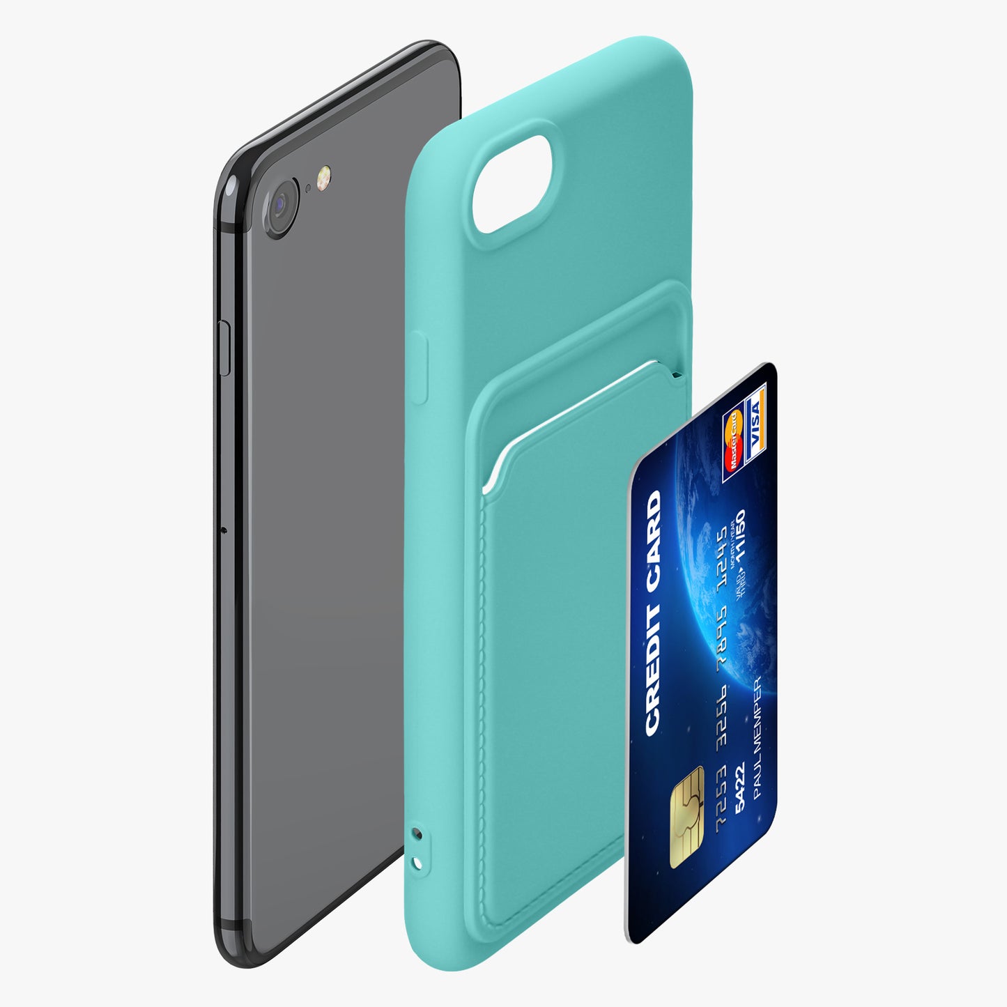 kwmobile Phone Case Compatible with Apple iPhone SE (2022) / iPhone SE (2020) / iPhone 8 / iPhone 7 Case - Phone Cover with Card Slot