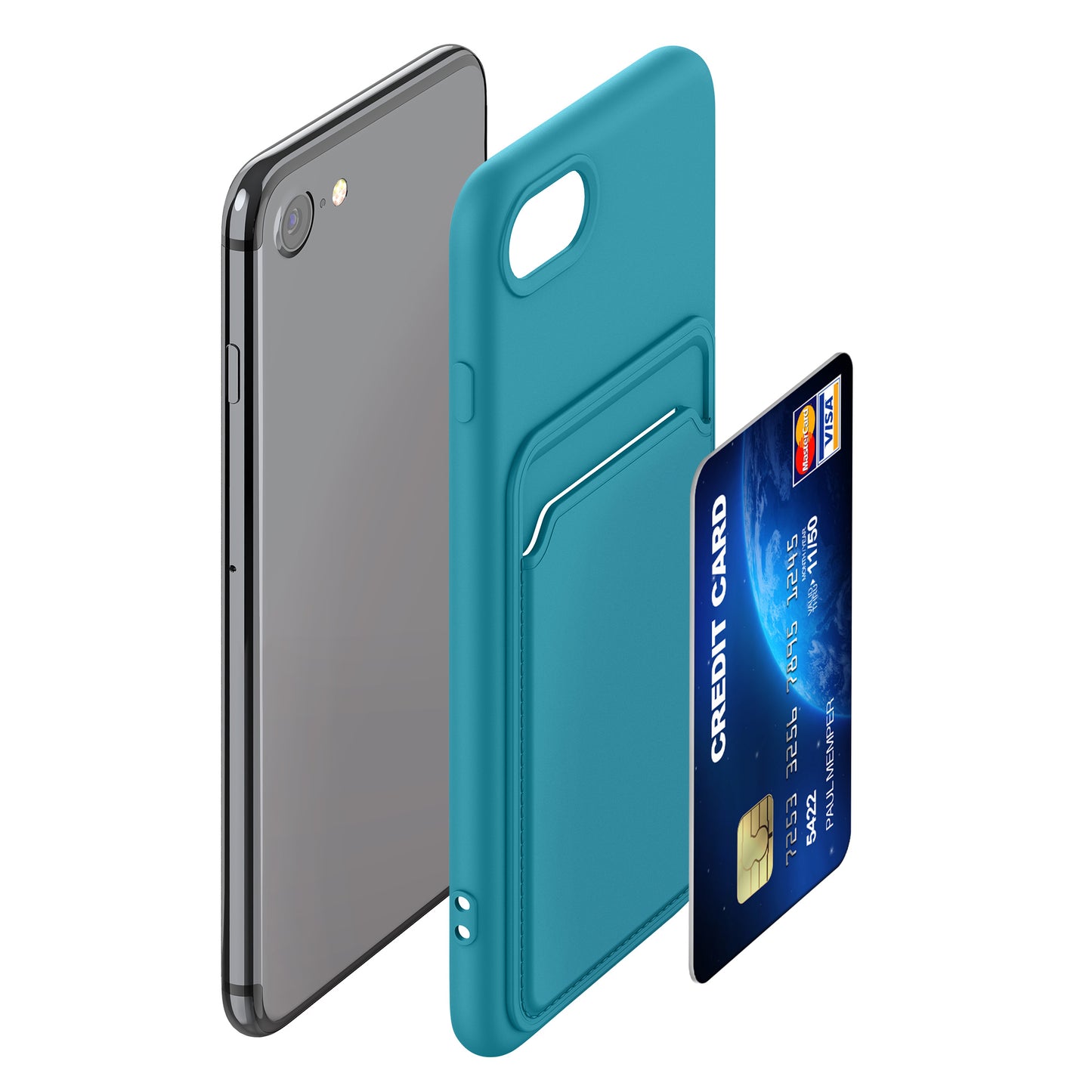 kwmobile Phone Case Compatible with Apple iPhone SE (2022) / iPhone SE (2020) / iPhone 8 / iPhone 7 Case - Phone Cover with Card Slot