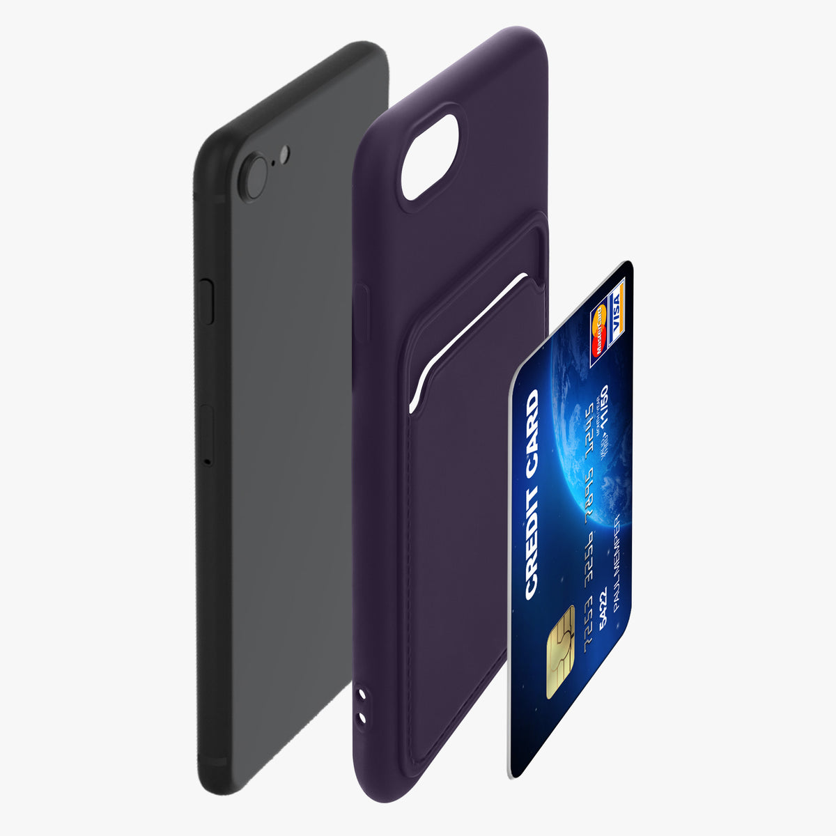 kwmobile Phone Case Compatible with Apple iPhone SE (2022) / iPhone SE (2020) / iPhone 8 / iPhone 7 Case - Phone Cover with Card Slot