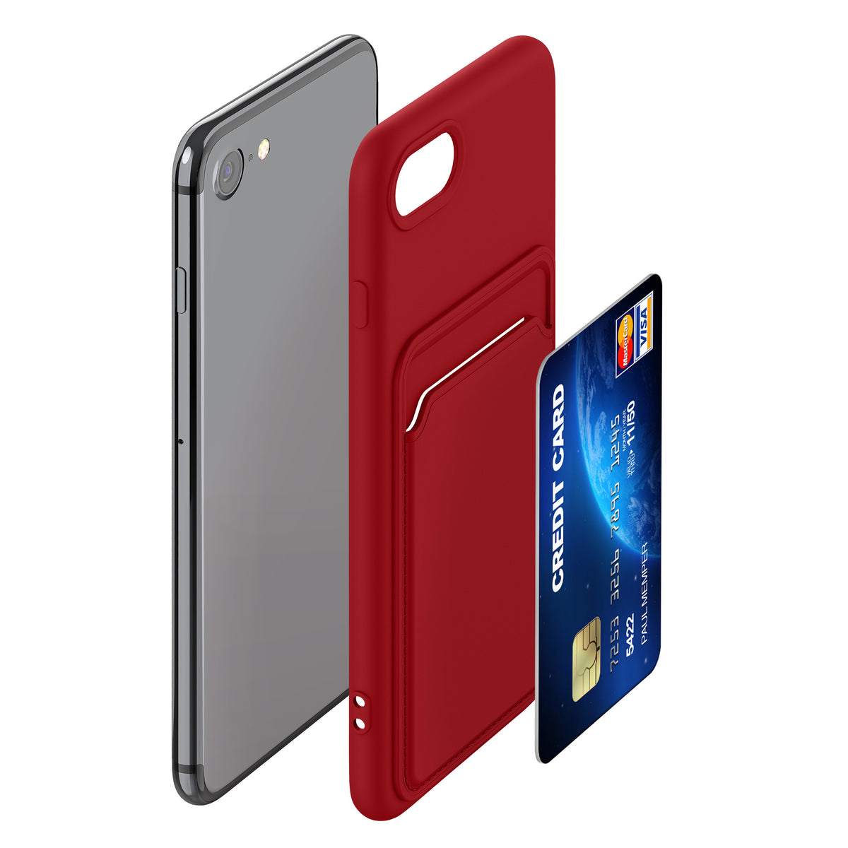 kwmobile Phone Case Compatible with Apple iPhone SE (2022) / iPhone SE (2020) / iPhone 8 / iPhone 7 Case - Phone Cover with Card Slot
