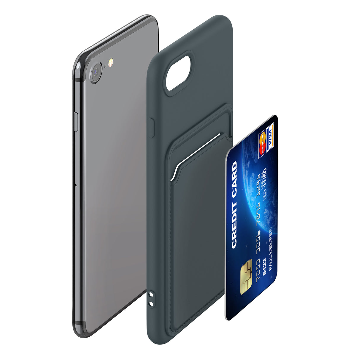 kwmobile Phone Case Compatible with Apple iPhone SE (2022) / iPhone SE (2020) / iPhone 8 / iPhone 7 Case - Phone Cover with Card Slot