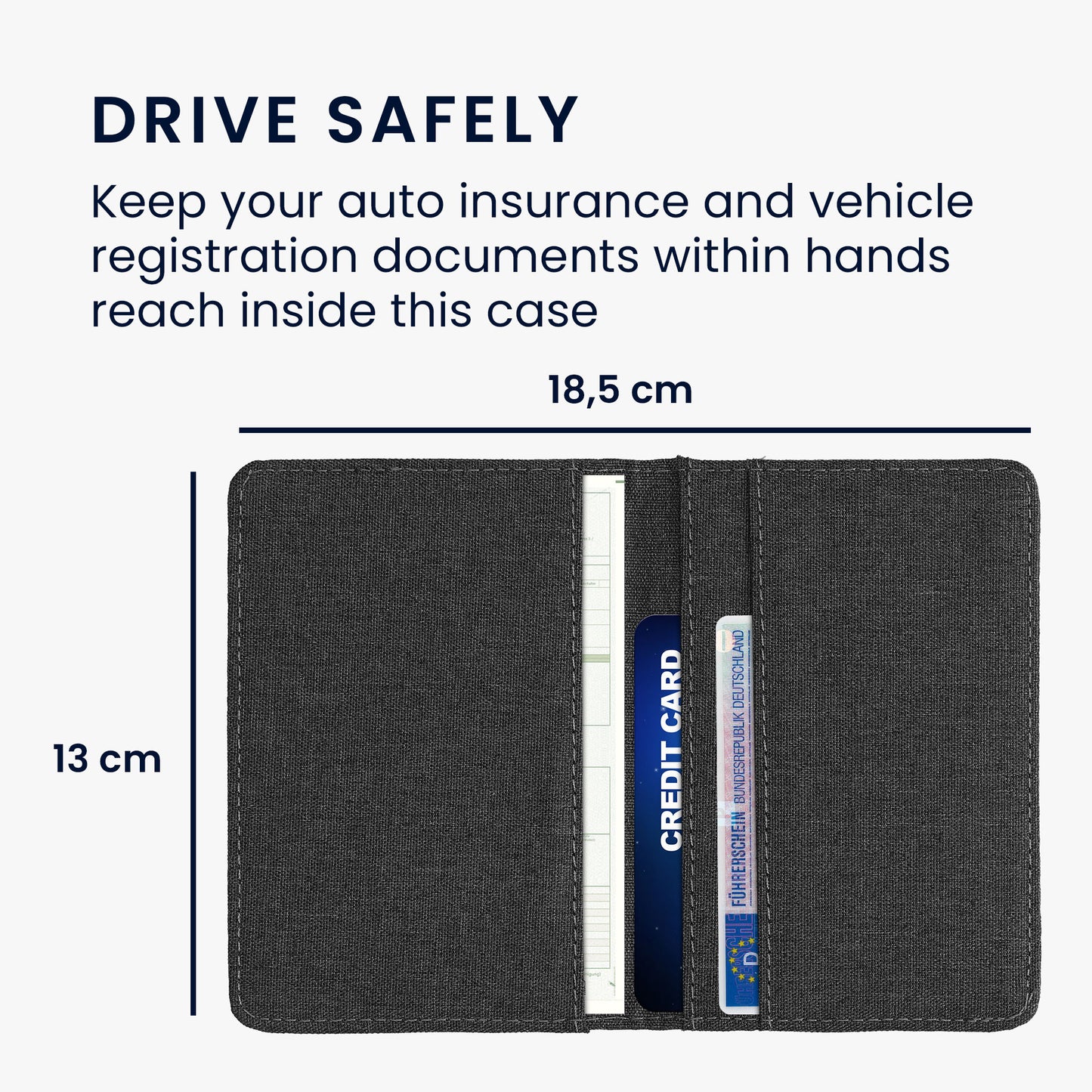 kwmobile Car Registration Holder with Card Slots Pouch Case for Car Registration Certificate Driver's License