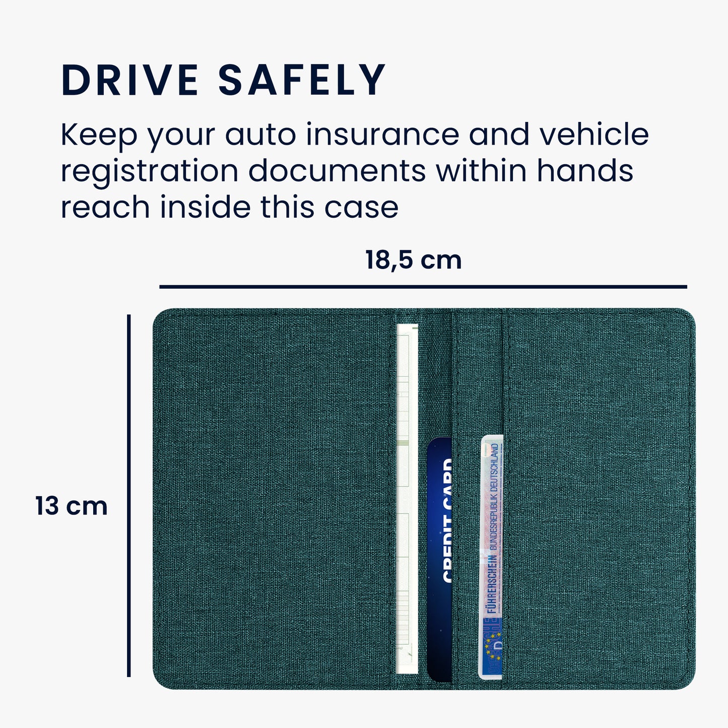 kwmobile Car Registration Holder with Card Slots Pouch Case for Car Registration Certificate Driver's License
