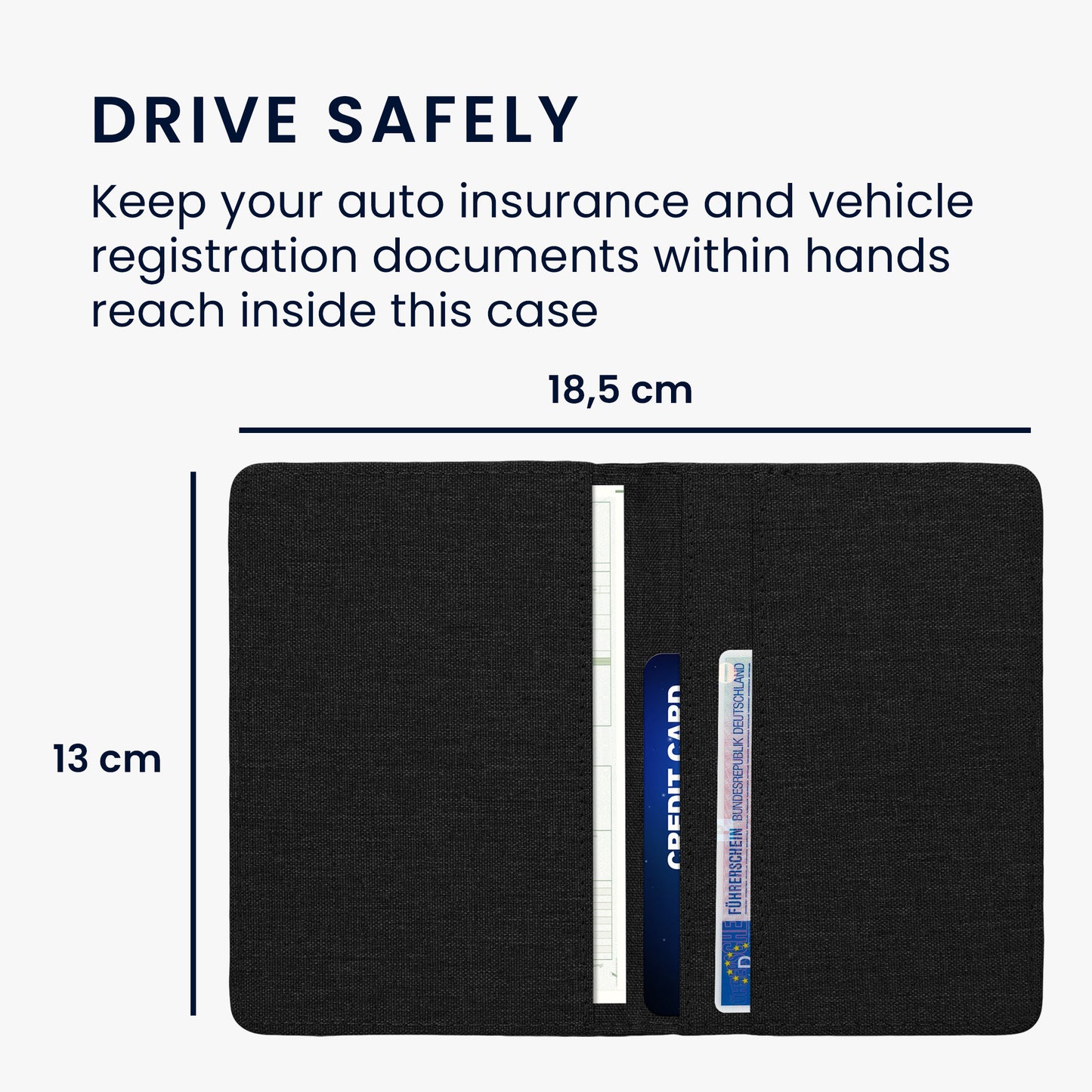 kwmobile Car Registration Holder with Card Slots Pouch Case for Car Registration Certificate Driver's License