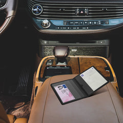 Vehicle Registration Holder for Italian Registration Document with Card Slots Nubuck Faux Leather