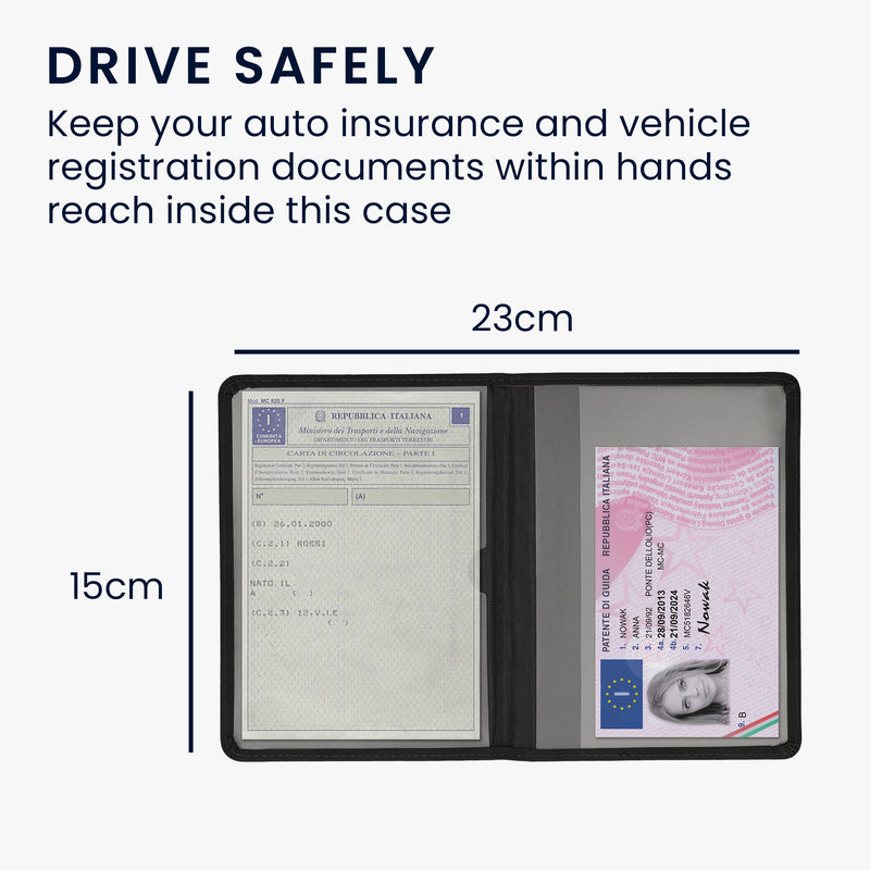 Vehicle Registration Holder for Italian Registration Document with Card Slots Nubuck Faux Leather