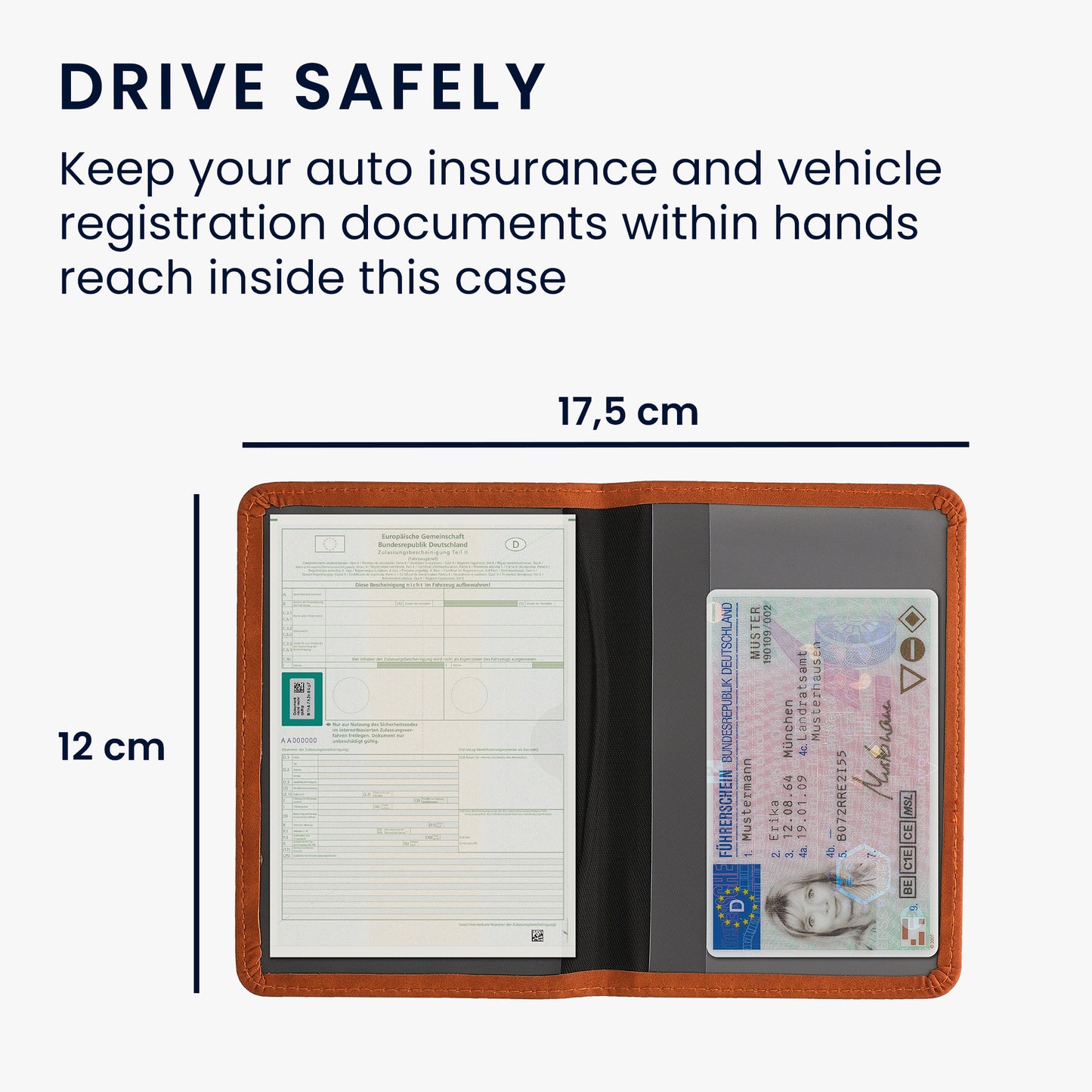kwmobile Car Registration Holder with Card Slots - Case Pouch for Car Registration Document Driving License