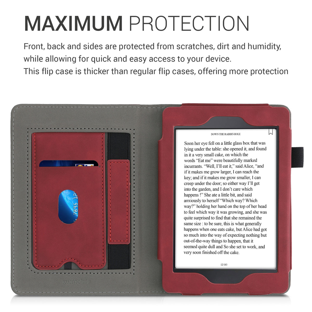 Flip Case with Hand Strap for Amazon Kindle Paperwhite Faux Leather