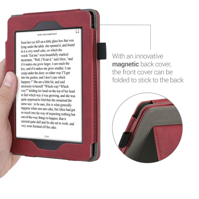 Flip Case with Hand Strap for Amazon Kindle Paperwhite Faux Leather