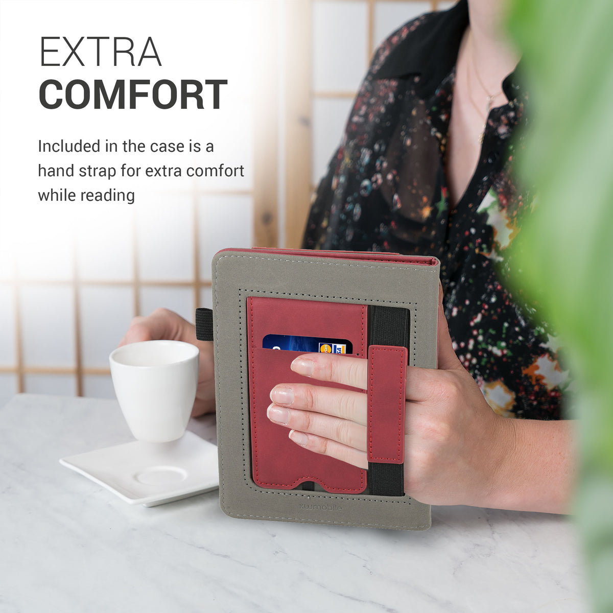 Flip Case with Hand Strap for Amazon Kindle Paperwhite Faux Leather