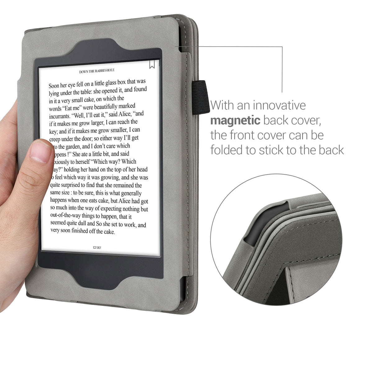 Flip Case with Hand Strap for Amazon Kindle Paperwhite Faux Leather