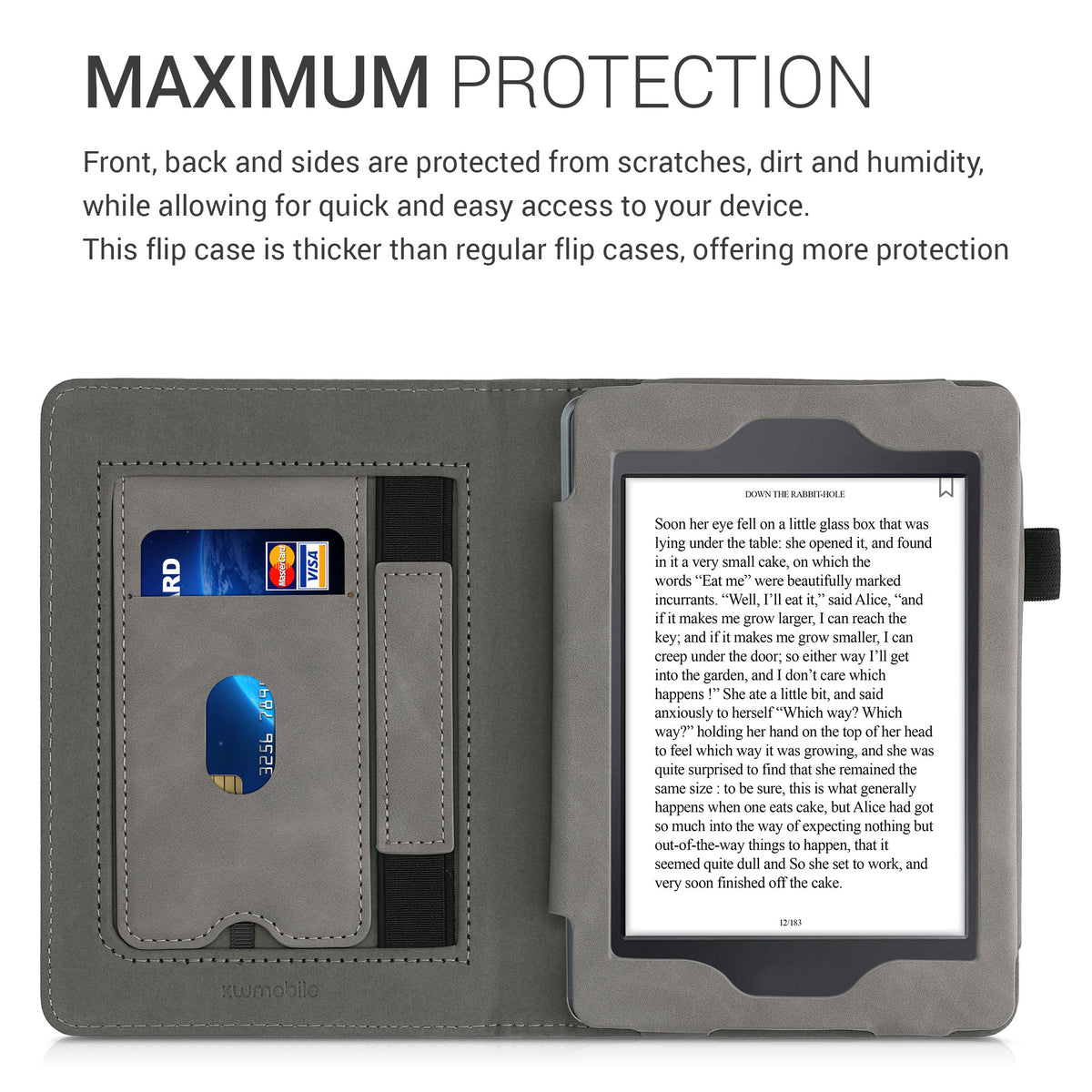 Flip Case with Hand Strap for Amazon Kindle Paperwhite Faux Leather