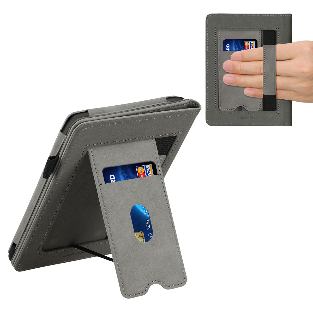 Flip Case with Hand Strap for Amazon Kindle Paperwhite Faux Leather