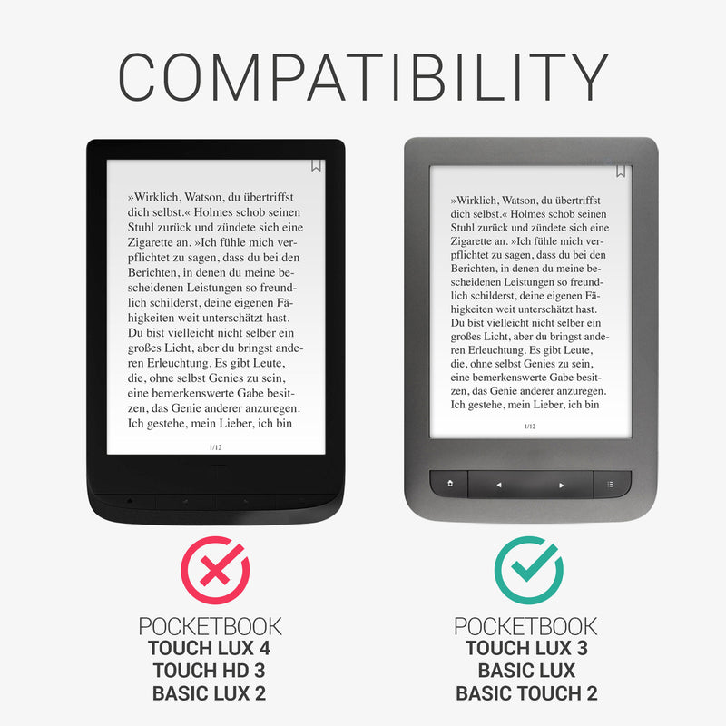 eReader Case for Pocketbook Touch Lux 3/Basic Lux/Basic Touch 2 with Auto Sleep