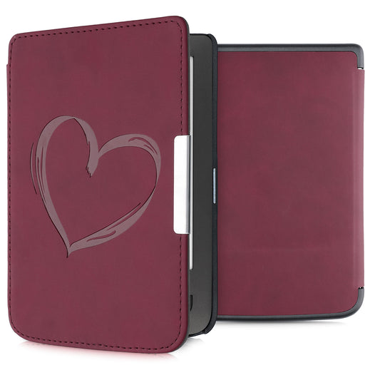 kwmobile Protective Case for Pocketbook Touch Lux 3/Basic Lux/Basic Touch 2 Case - eReader Faux Leather Cover with Auto Sleep Function