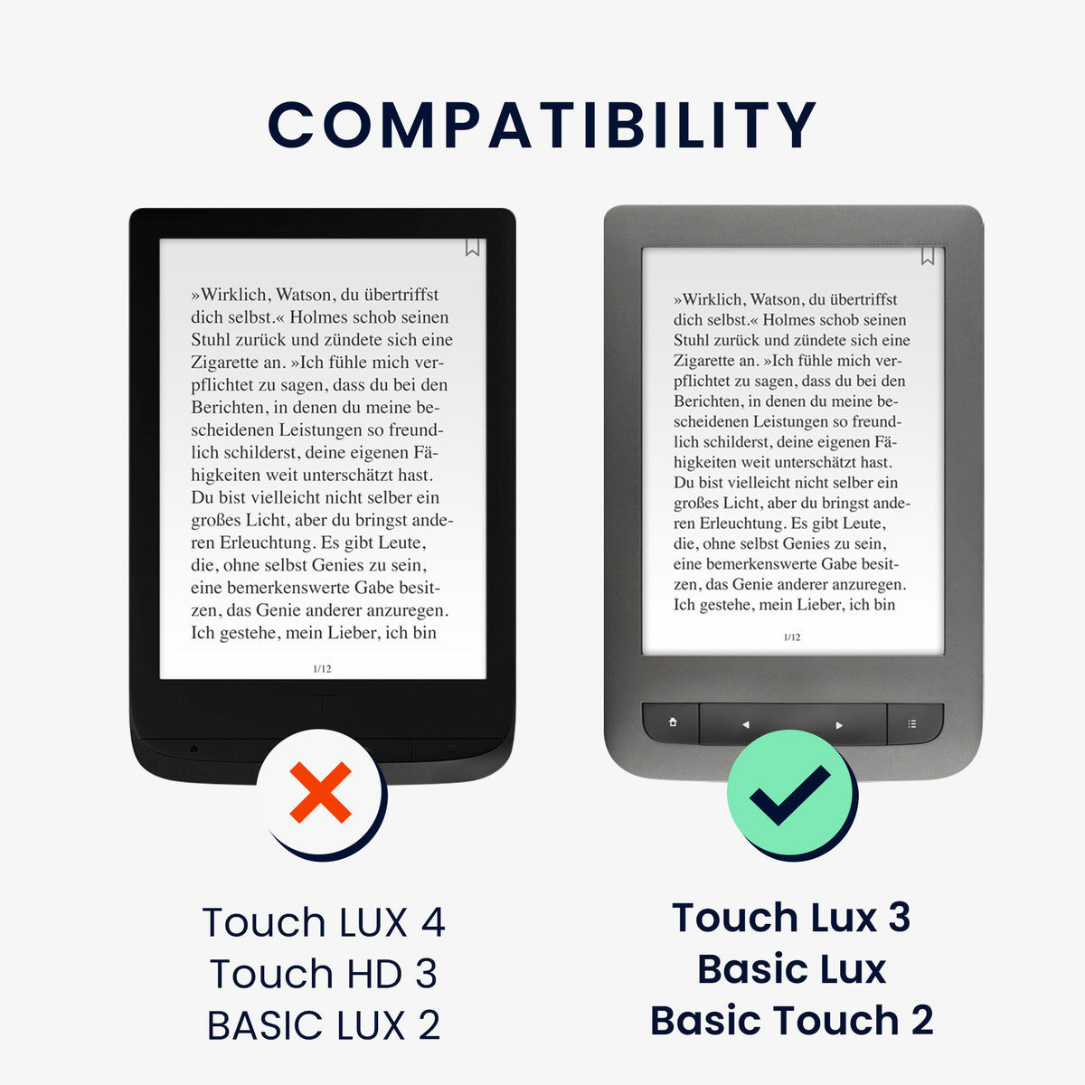 eReader Case for Pocketbook Touch Lux 3/Basic Lux/Basic Touch 2 with Auto Sleep