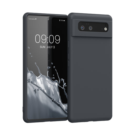 kwmobile Hülle kompatibel mit Google Pixel 6 Hülle - gummierte TPU Silikon Handyhülle - Schutzhülle für kabelloses Laden - Case in Schwarz matt Schwarz matt  