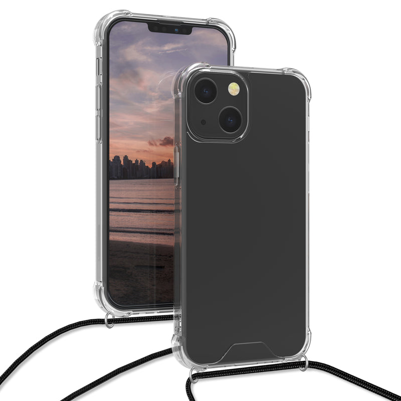 kwmobile Necklace Case compatible with Apple iPhone 13 mini - Silicone Cover with Lanyard Strap Case Transparent