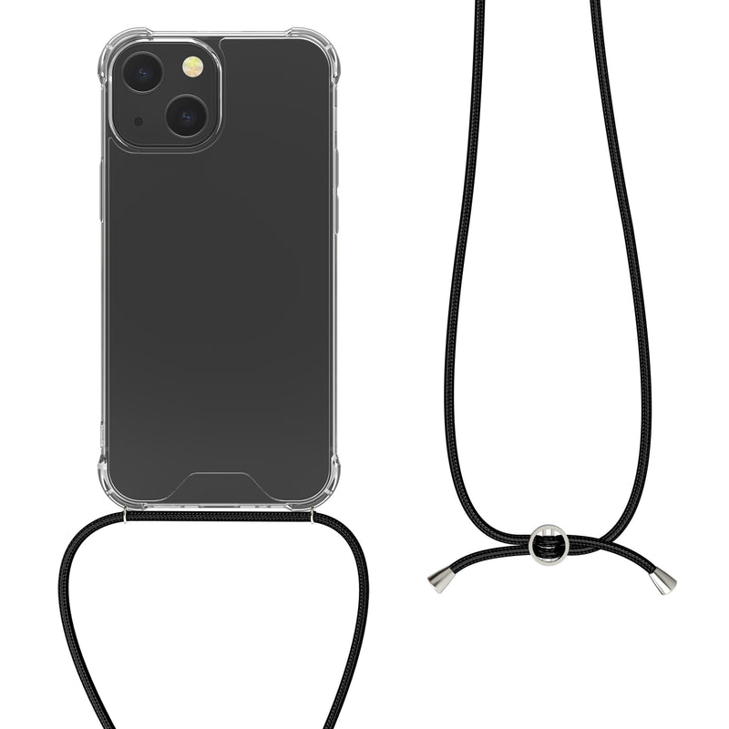 kwmobile Necklace Case compatible with Apple iPhone 13 mini - Silicone Cover with Lanyard Strap Case Transparent