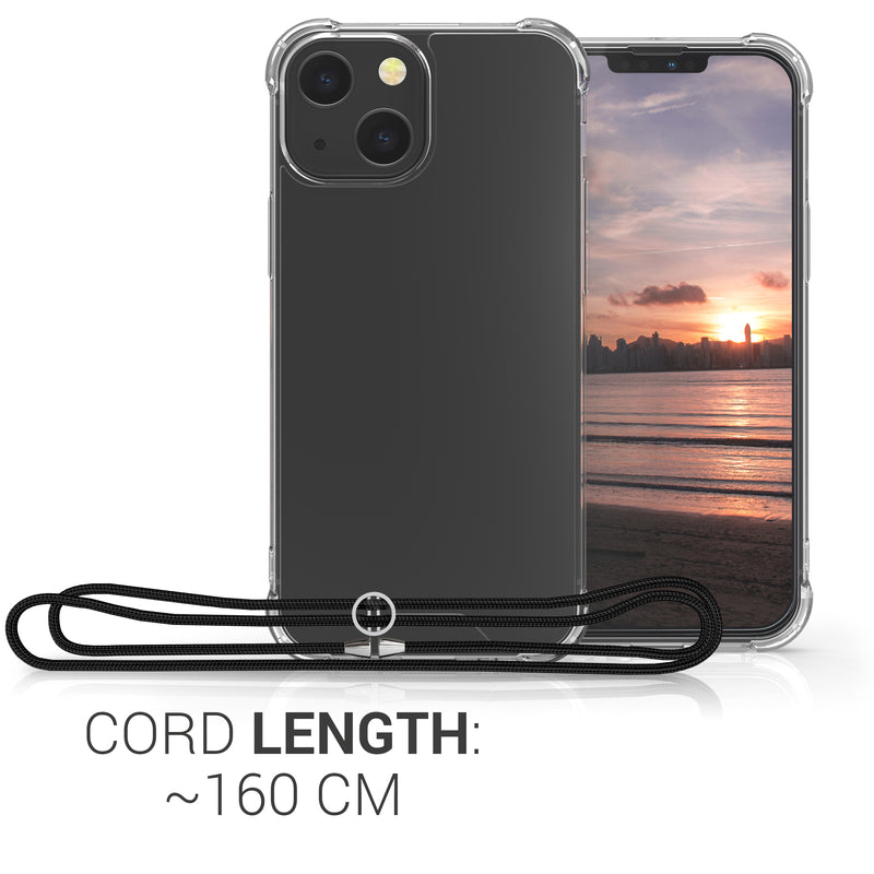 kwmobile Necklace Case compatible with Apple iPhone 13 mini - Silicone Cover with Lanyard Strap Case Transparent