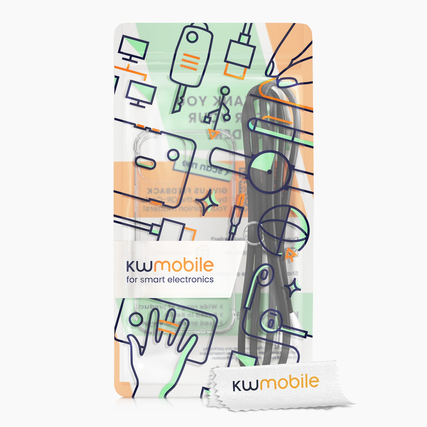 kwmobile Necklace Case compatible with Apple iPhone 13 mini - Silicone Cover with Lanyard Strap Case Transparent