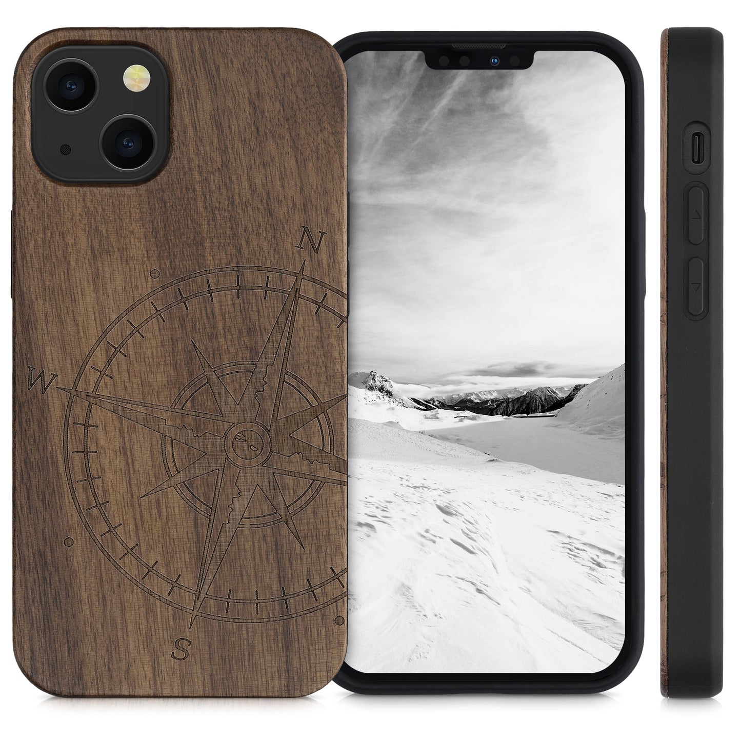 kwmobile Case Compatible with Apple iPhone 13 Phone Cover TPU Case Compass Vintage