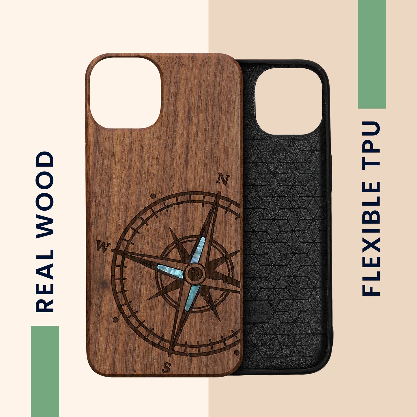 kwmobile Case Compatible with Apple iPhone 13 Phone Cover TPU Case Compass Vintage
