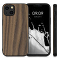 iPhone 13 Shockproof Hard Case with TPU Bumper Walnut Wood