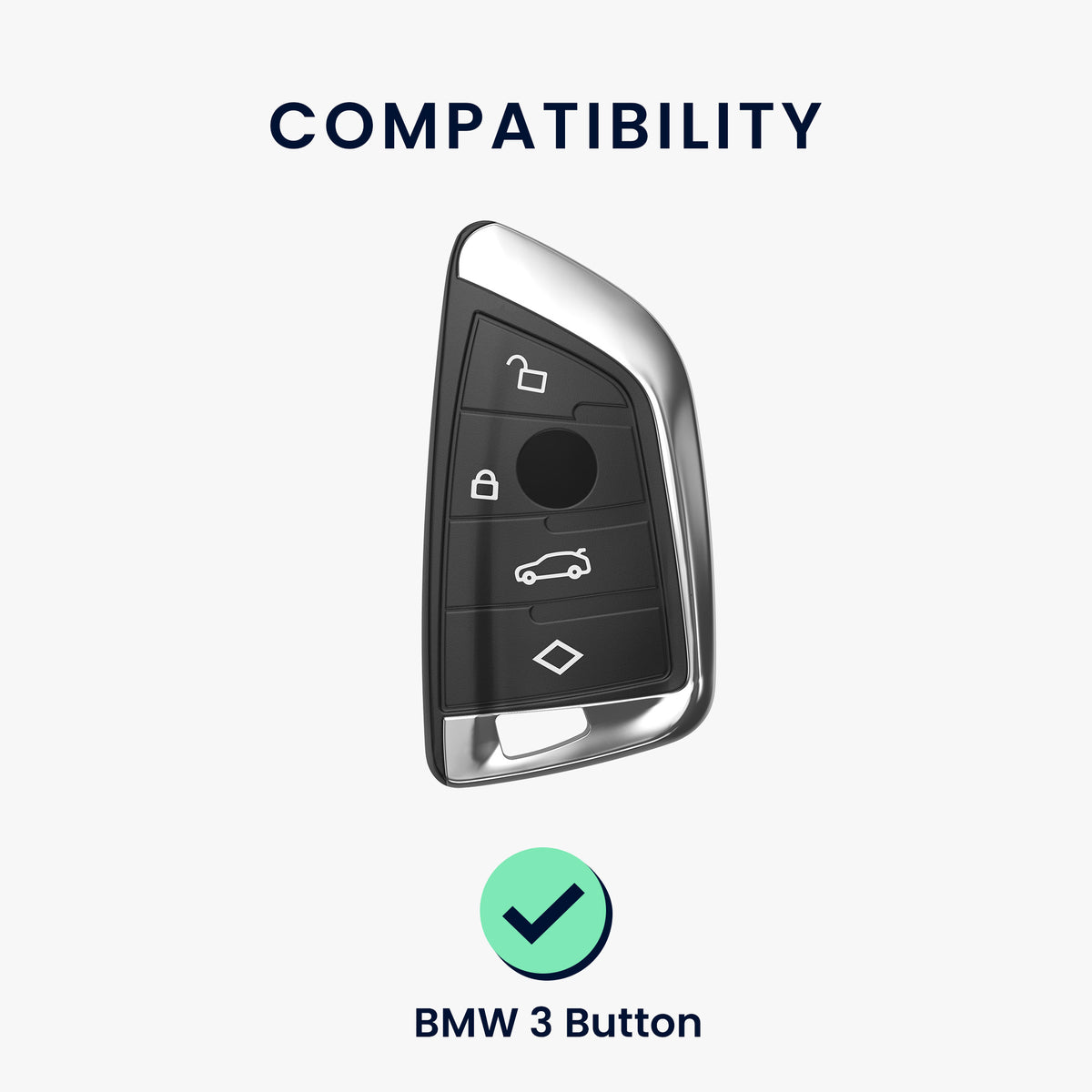 BMW 3-Button Smart Key Silicone Car Key Cover with Painted Buttons and Frame