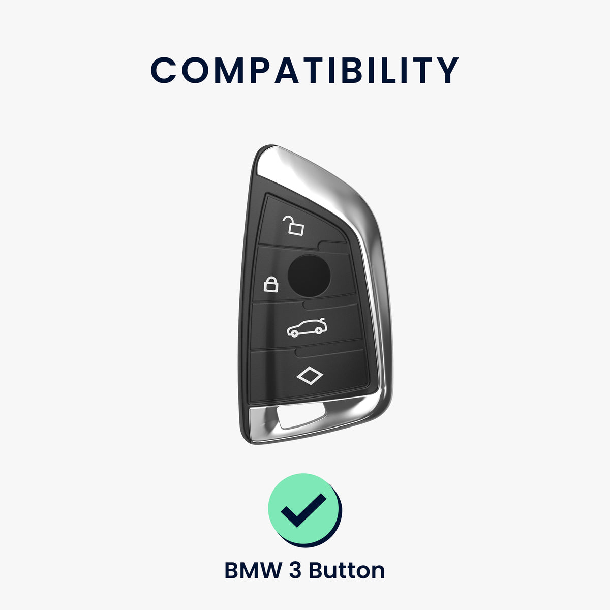 BMW 3-Button Smart Key Silicone Car Key Cover with Painted Buttons and Frame