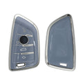 BMW 3-Button Smart Key Silicone Car Key Cover with Painted Buttons and Frame