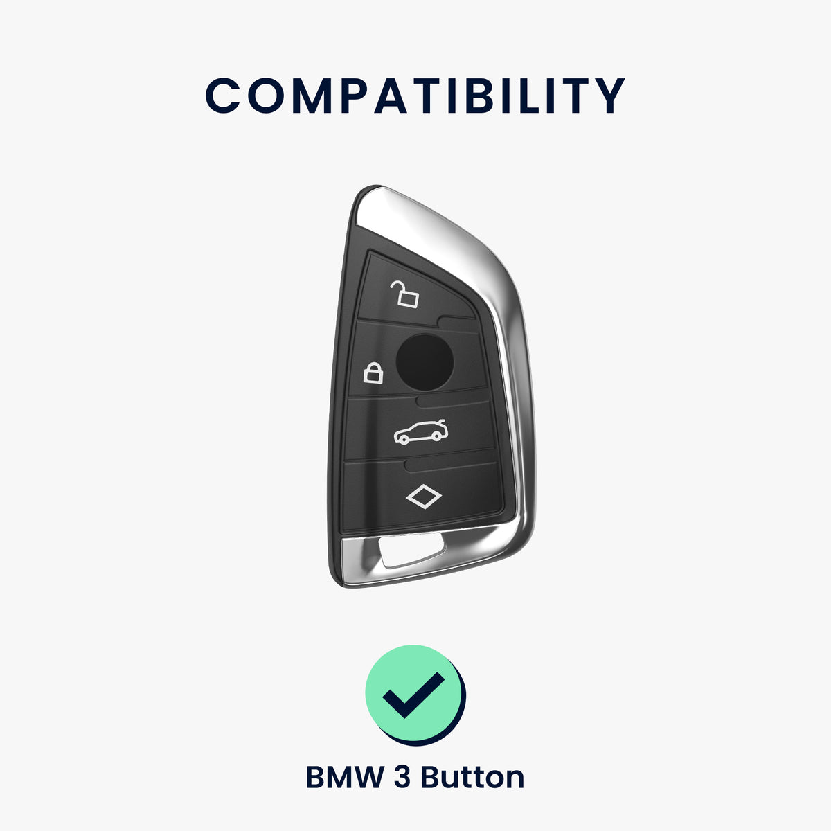 BMW 3-Button Smart Key Silicone Car Key Cover with Painted Buttons and Frame
