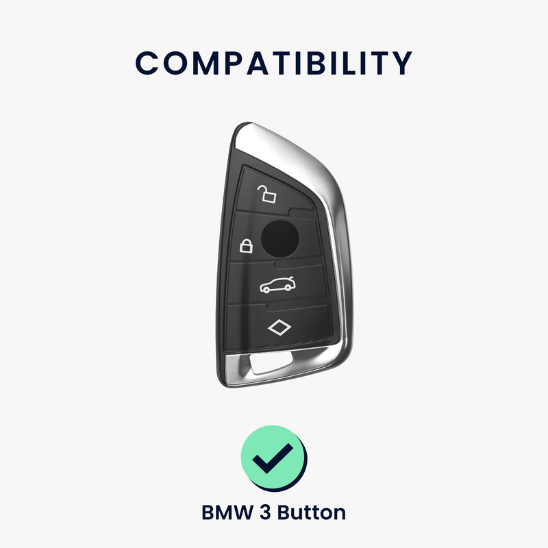 BMW 3-Button Smart Key Silicone Car Key Cover with Painted Buttons and Frame