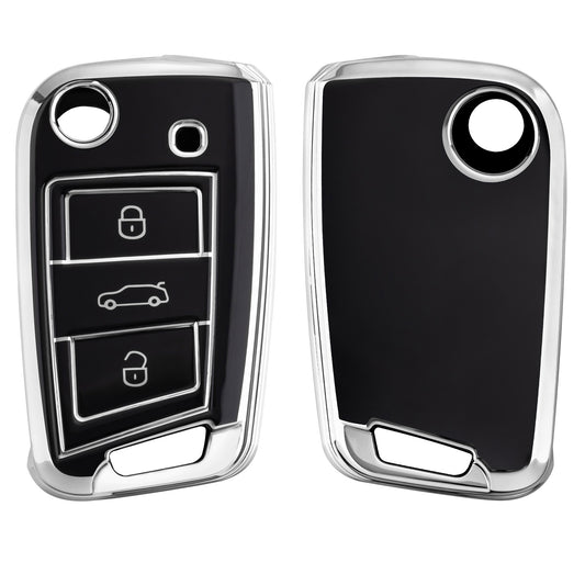 kwmobile Car Key Cover Compatible with VW Golf 7 MK7 3-Button Car Key - Silicone Key Case Cover