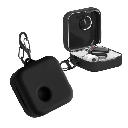 kwmobile Schutzhülle für Nothing Ear (1) Hülle - TPU Silikon Case für Kopfhörer Ladecase - stoßfestes Cover mit Karabiner - Schwarz Schwarz  