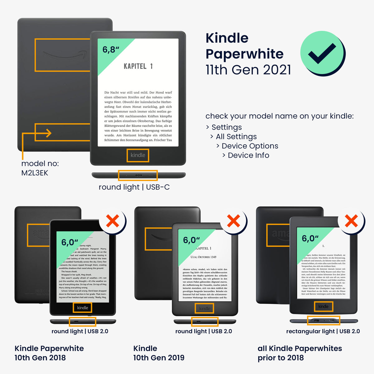 Faux Leather Flip Case for Kindle Paperwhite 11th Generation 2021