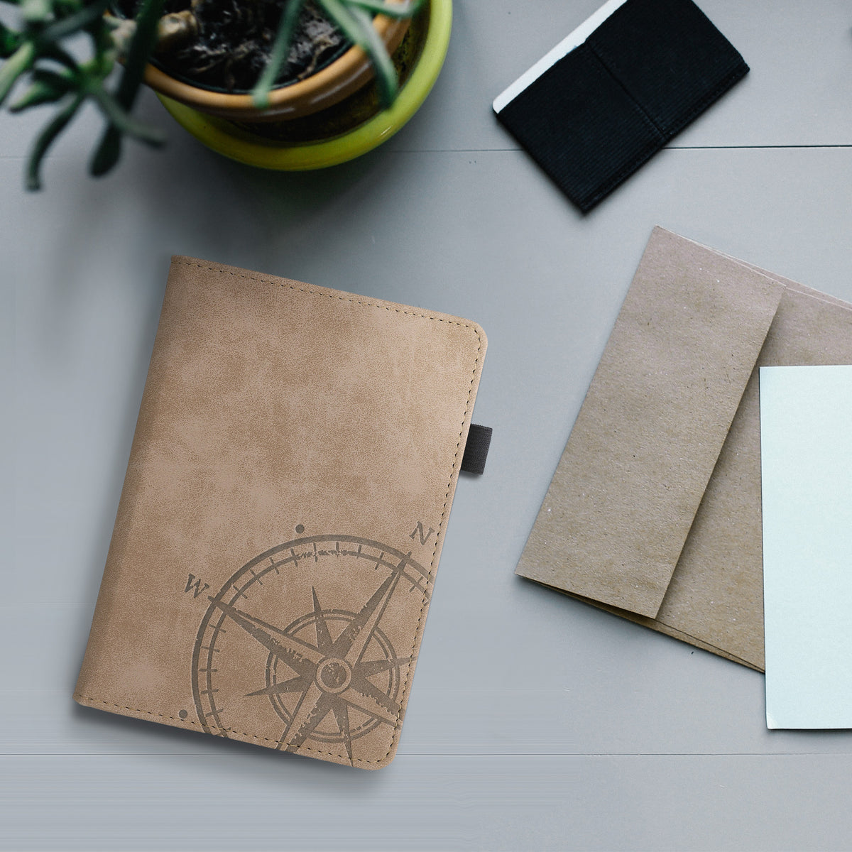 Flip Case with Hand Strap for Amazon Kindle Paperwhite (models up to 2017) Taupe Compass