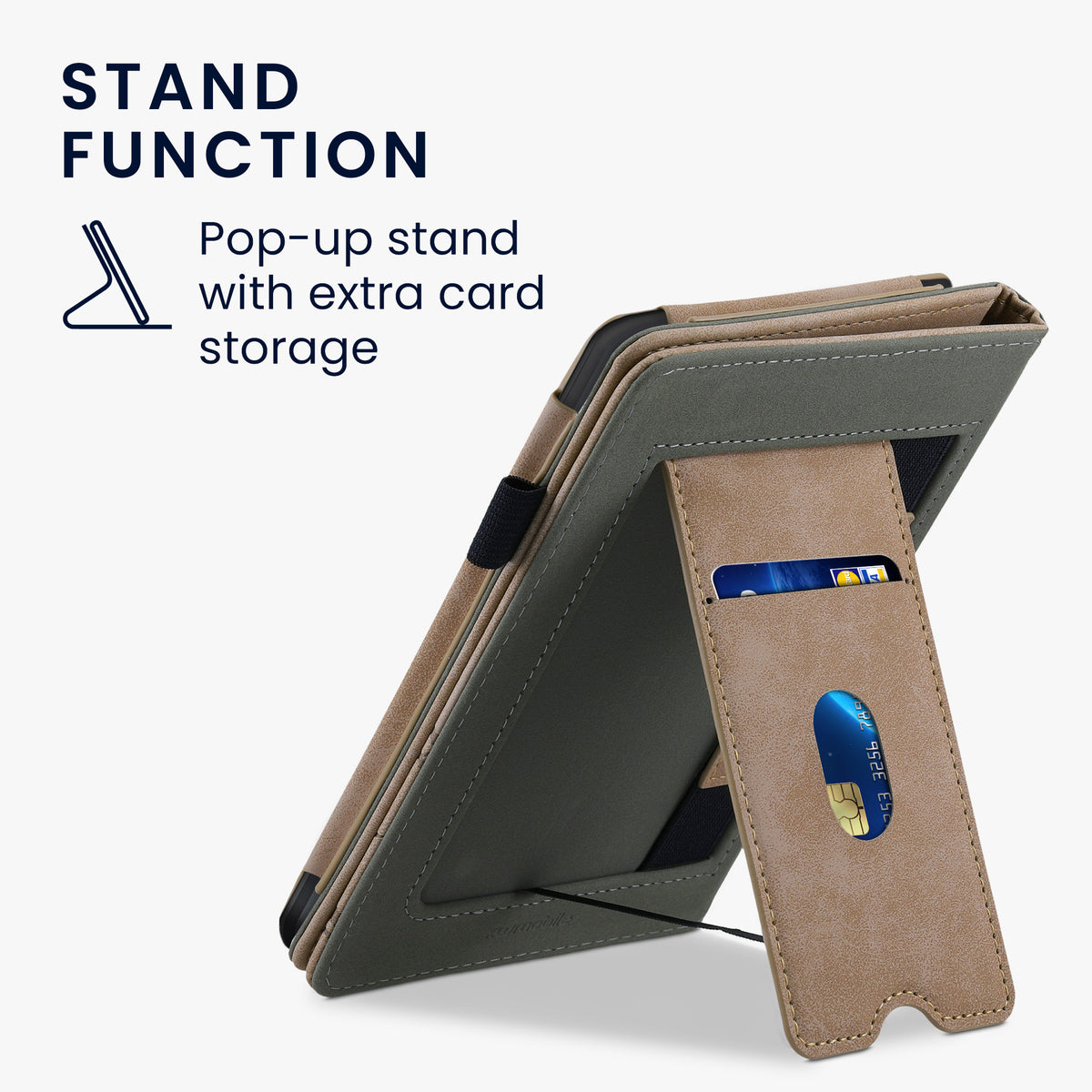 Flip Case with Hand Strap for Amazon Kindle Paperwhite (models up to 2017) Taupe Compass