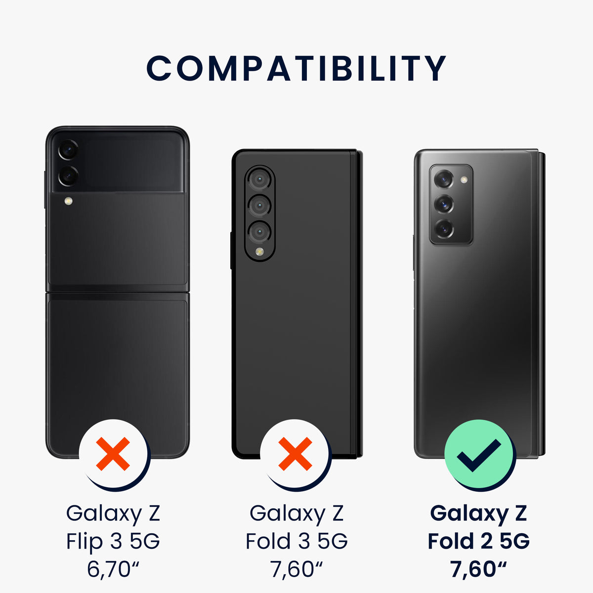kwmobile Flip Hard Case compatible with Samsung Galaxy Z Fold 2 5G - Foldable Phone Case - Phone Cover