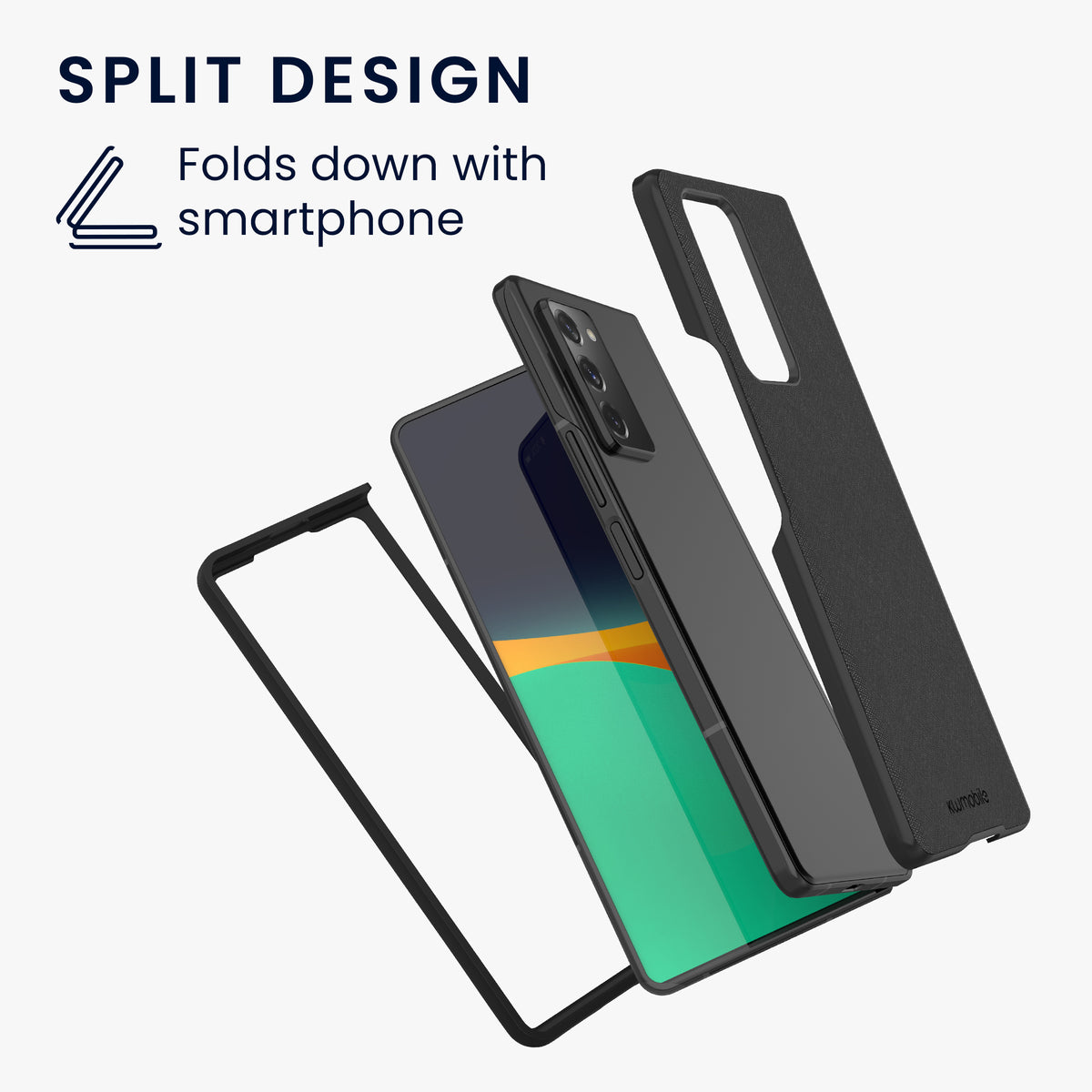 kwmobile Flip Hard Case compatible with Samsung Galaxy Z Fold 2 5G - Foldable Phone Case - Phone Cover