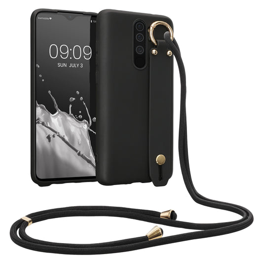 kwmobile Hülle kompatibel mit Xiaomi Redmi Note 8 Pro - Handyhülle mit Schlaufe Ring - Handy Cover Case in Schwarz Schwarz  