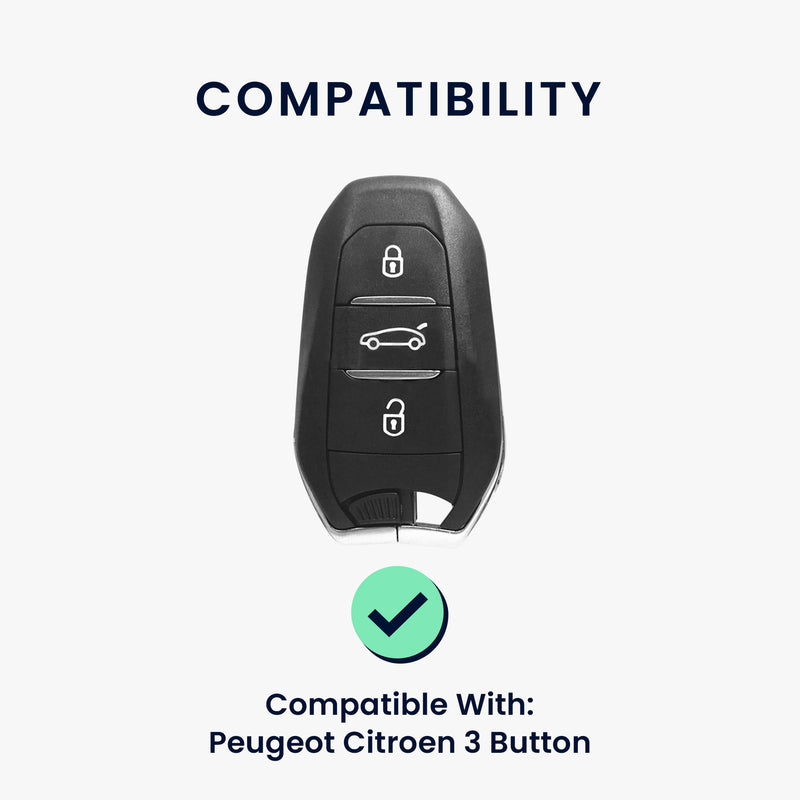Peugeot Citroen 3-Button Smartkey (Keyless Go only) Hardcover Car Key Cover