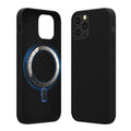 kwmobile Hülle kompatibel mit Apple iPhone 12 / iPhone 12 Pro Hülle - magnetisches Silikon Case kompatibel mit MagSafe - Cover gummiert Schwarz Schwarz  