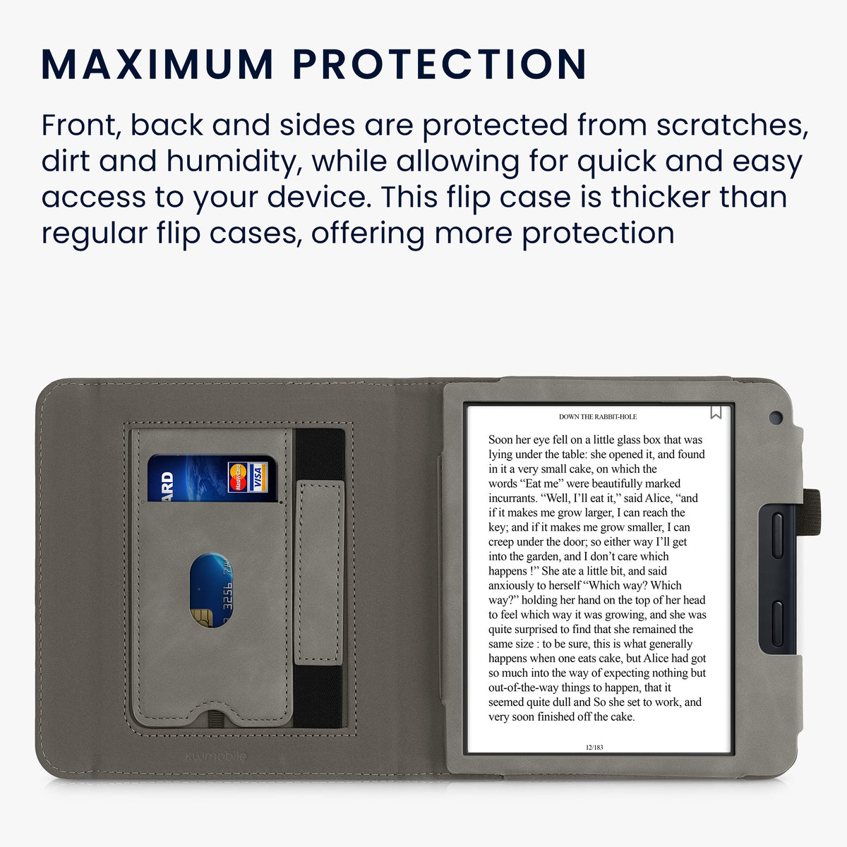 Kobo Libra 2 with Hand Strap Flip Case Grey Faux Leather