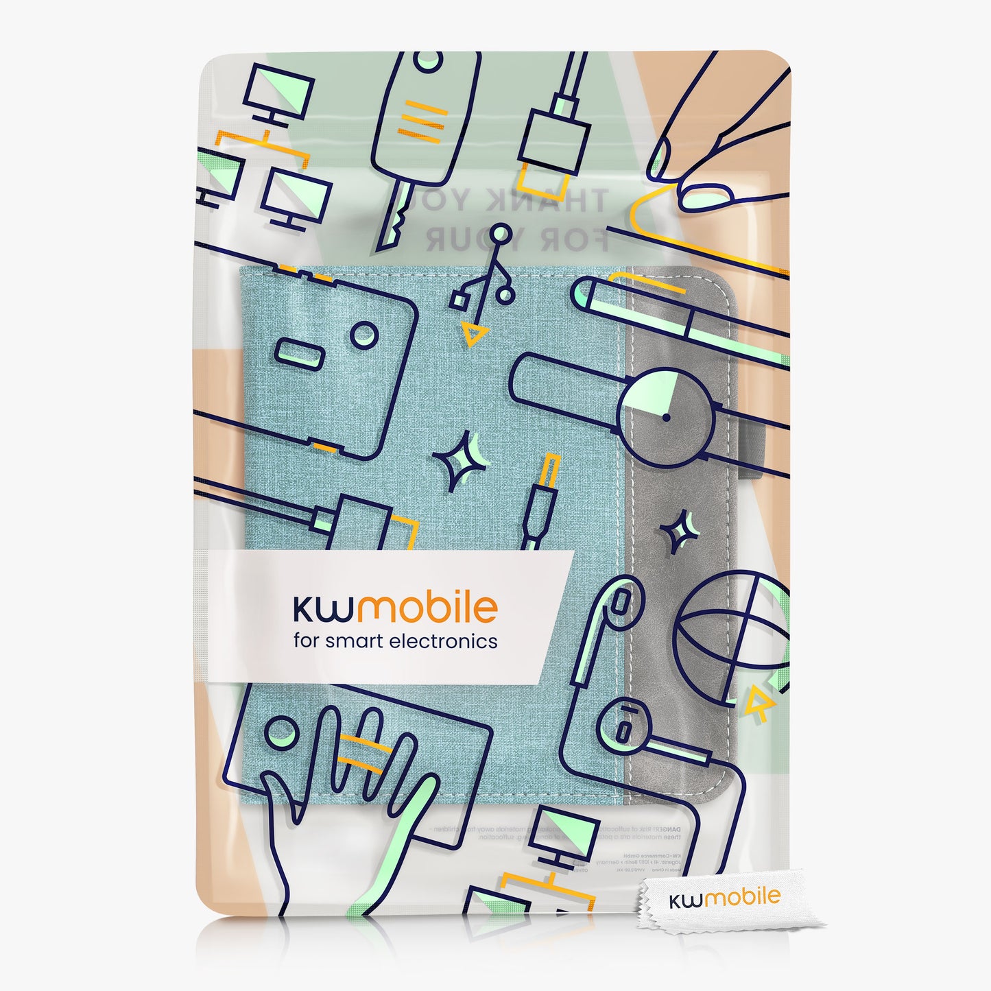 kwmobile Case Compatible with Tolino Vision 6 - Flip Case with Hand Strap - Faux Leather Cover - Dark Grey