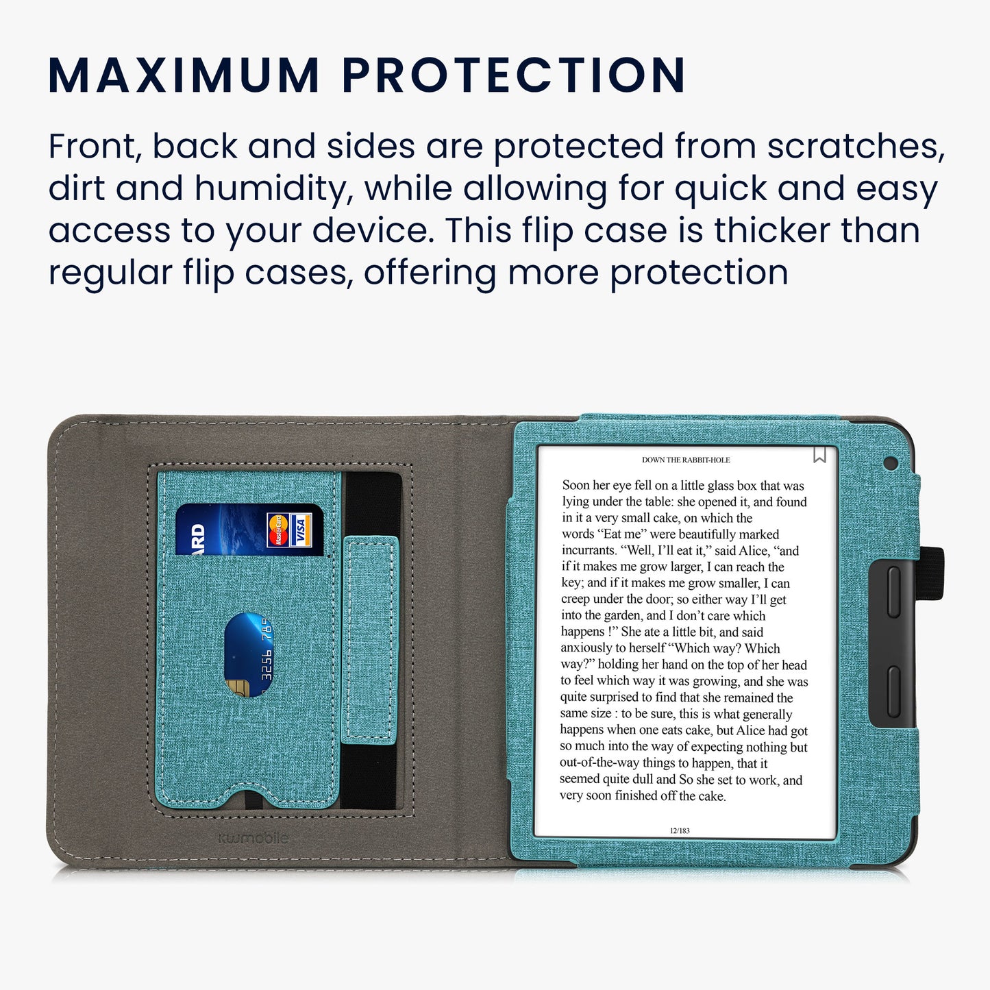 kwmobile Case Compatible with Tolino Vision 6 - Flip Case with Hand Strap - Faux Leather Cover - Dark Grey