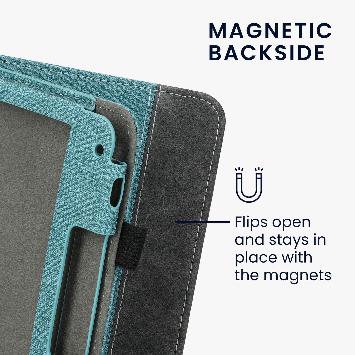 kwmobile Case Compatible with Tolino Vision 6 - Flip Case with Hand Strap - Faux Leather Cover - Dark Grey